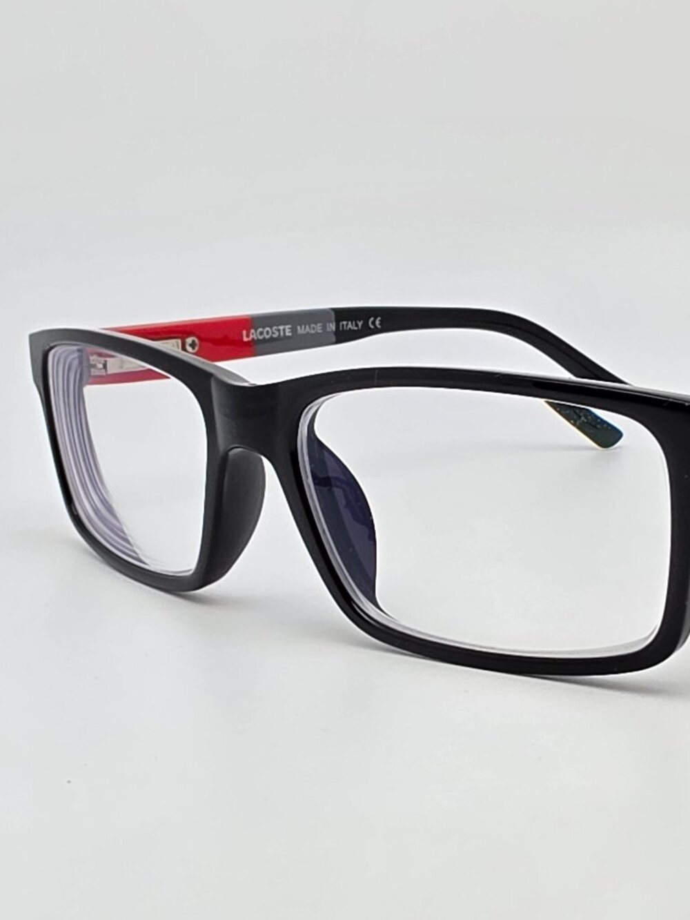 Lacoste L2681 C4 Black Red Grey Rectangular Eyeglasses Frame w/ Flexhinge Italy